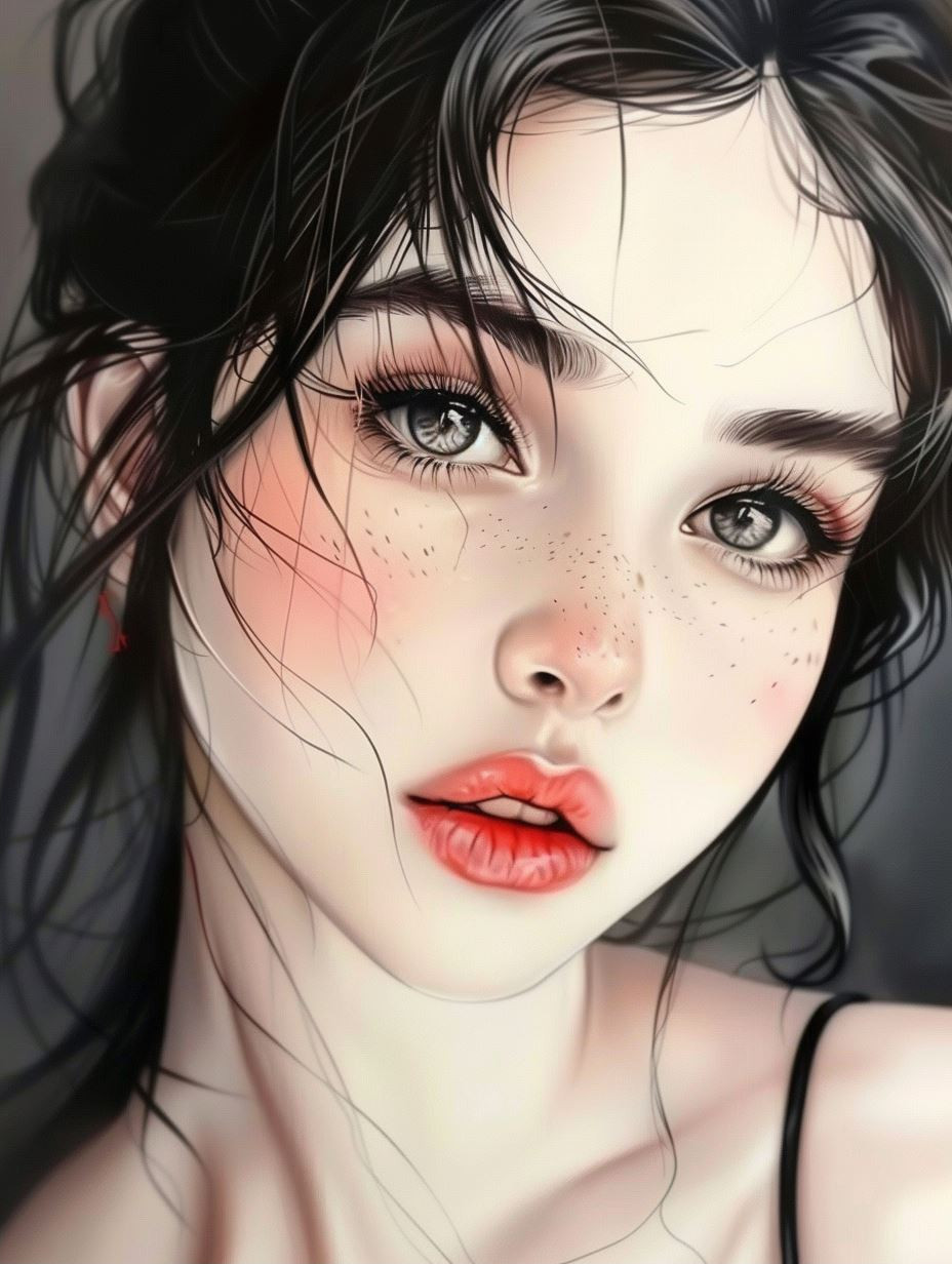Ethereal Ink and Pastel Portrait
