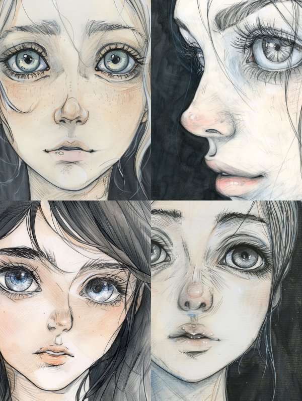 Ethereal Gaze Sketch Art