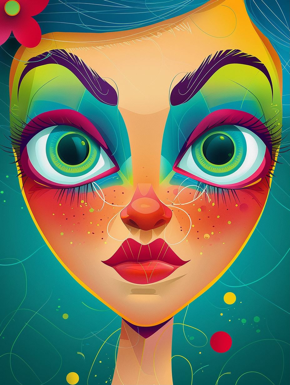 Vibrant Neon Surrealist Portrait
