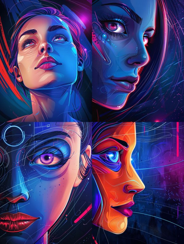 Neon Dreams Ethereal Portrait