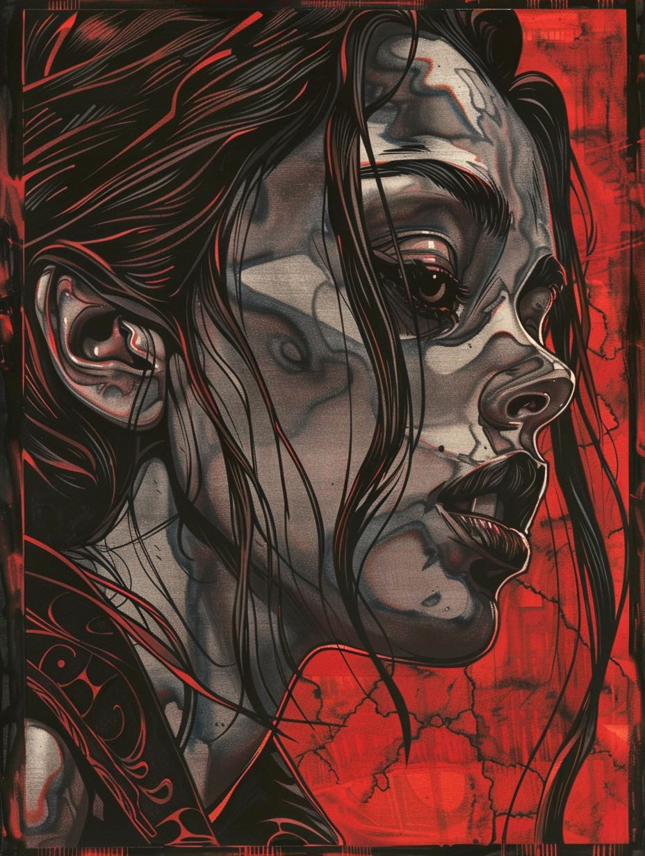 Dark Surrealist Crimson Portrait