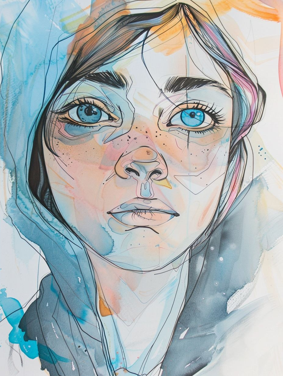 Ethereal Watercolor Portrait Study