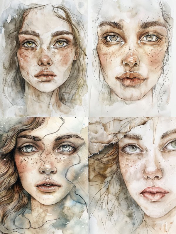Ethereal Watercolor Portrait Studies