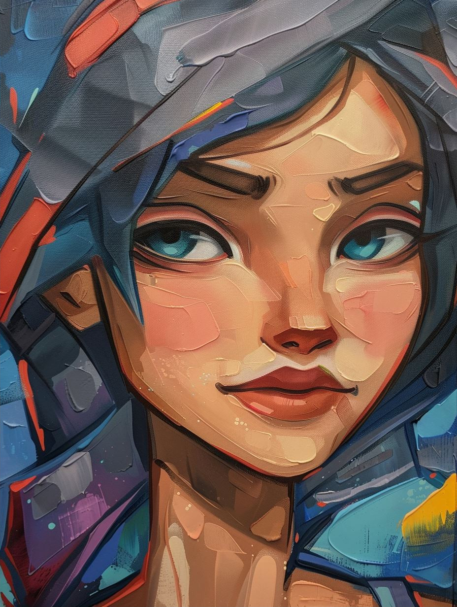 Neon Cybernetic Gaze Portrait