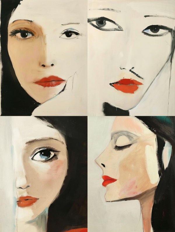 Fragmented Gaze in Pale Tones