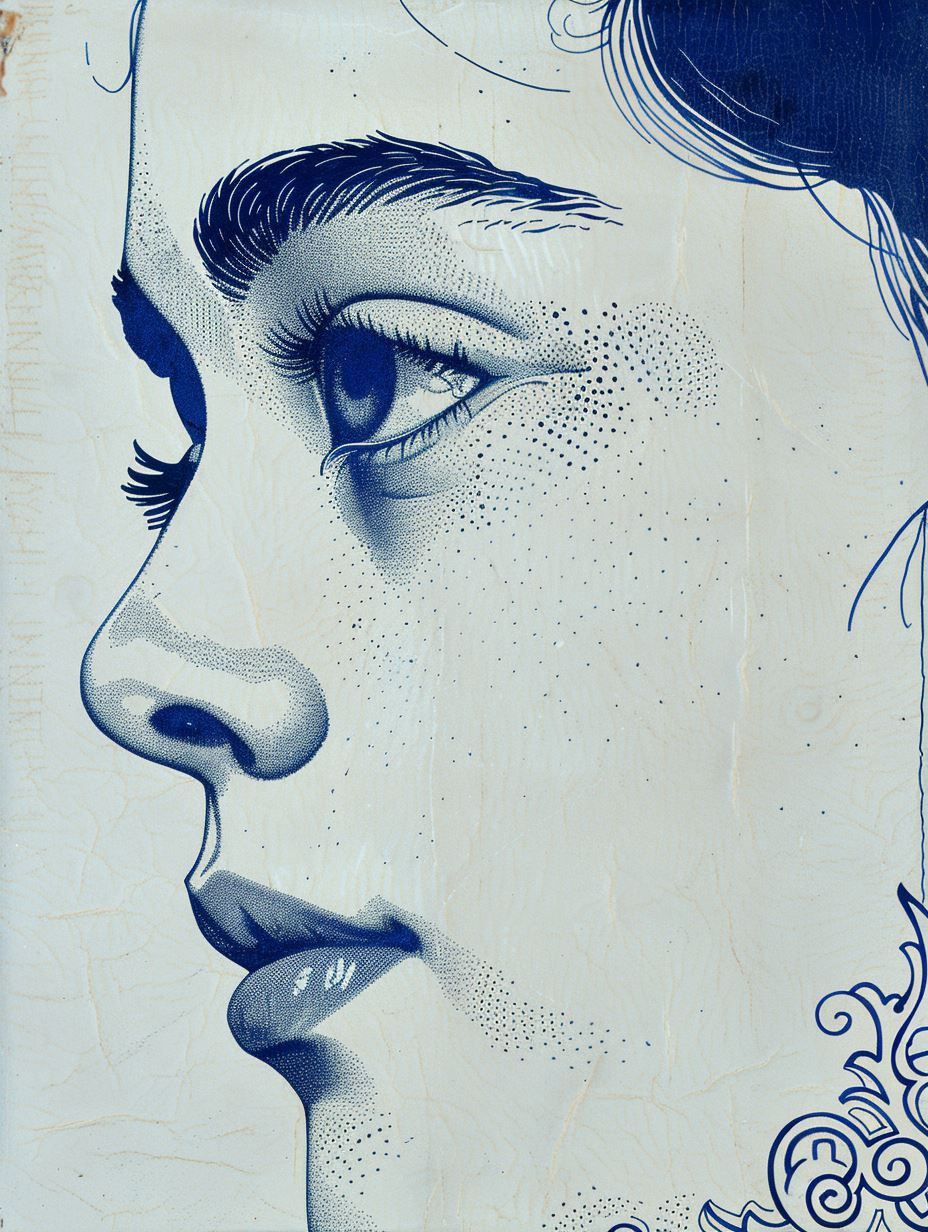 Azure Swirls Portrait Art