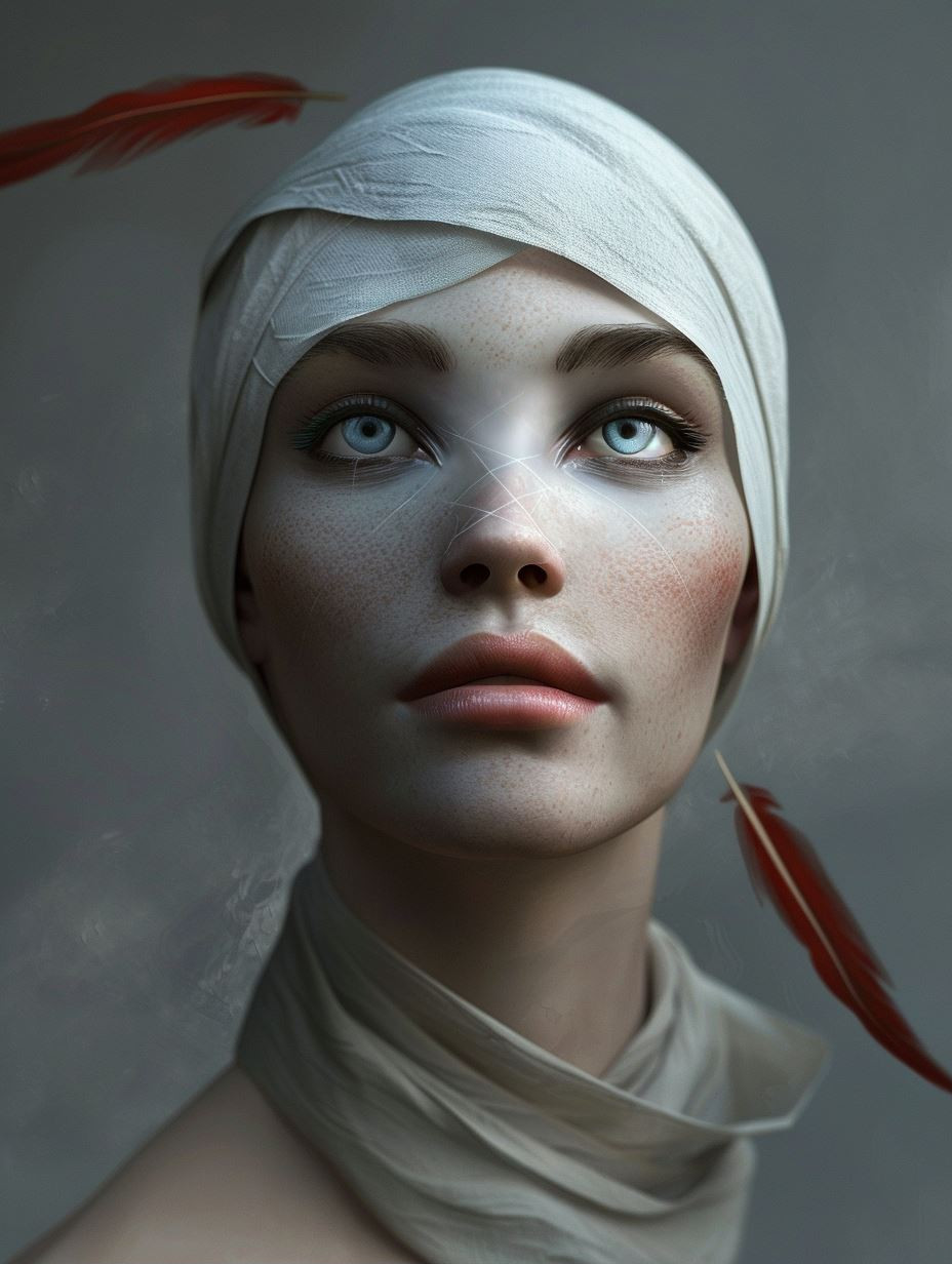 Ethereal Gaze in White Linen