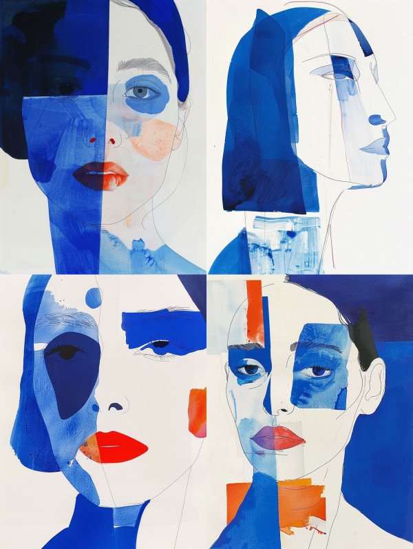 Fragmented Azure Portrait Study