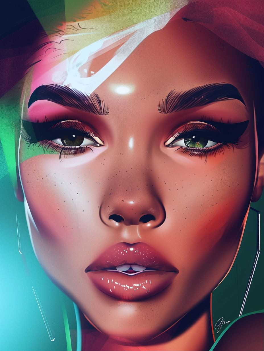 Neon Prism Ethereal Portrait
