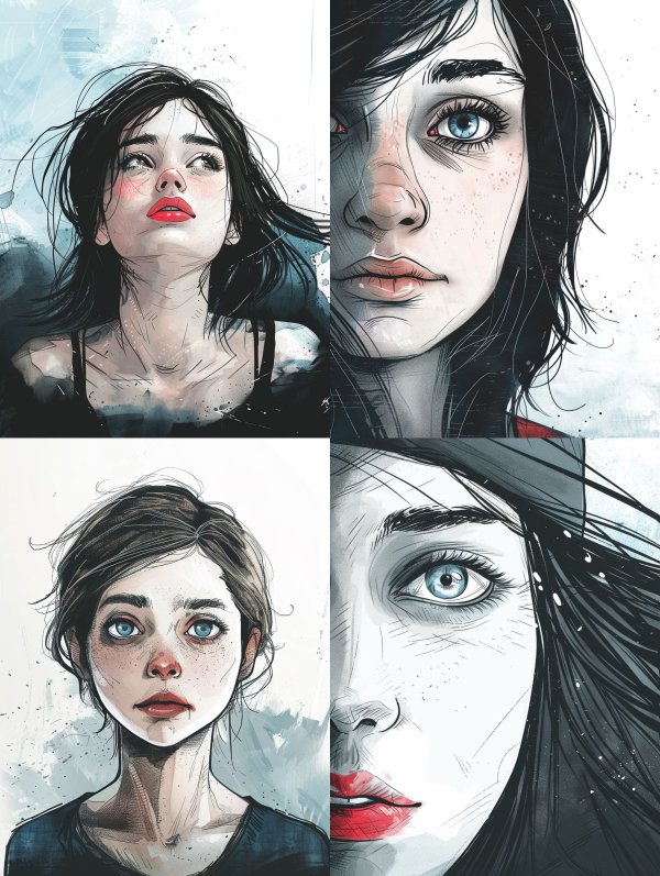 Melancholic Gaze in Ink