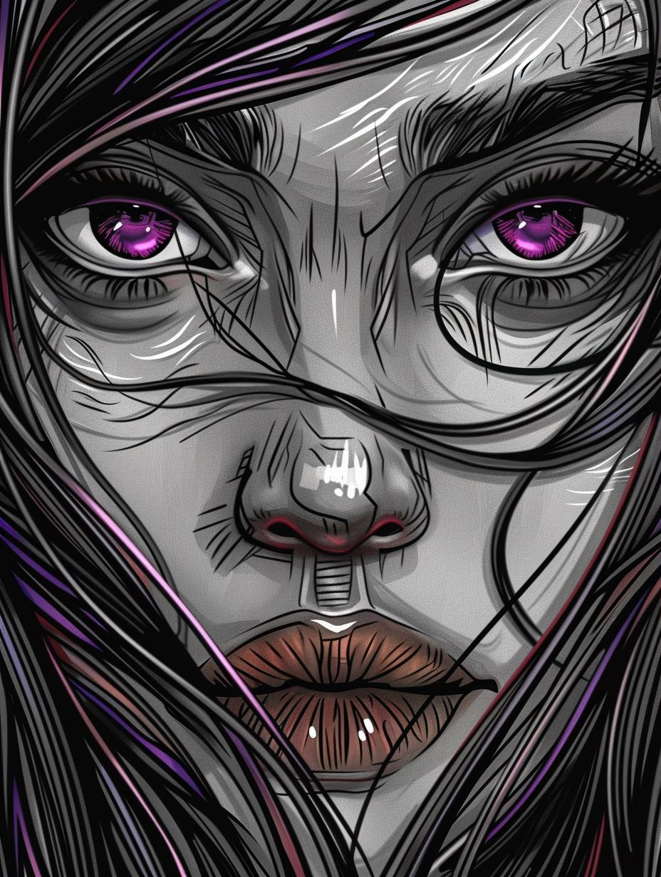 Cybernetic Soul in Violet Hues