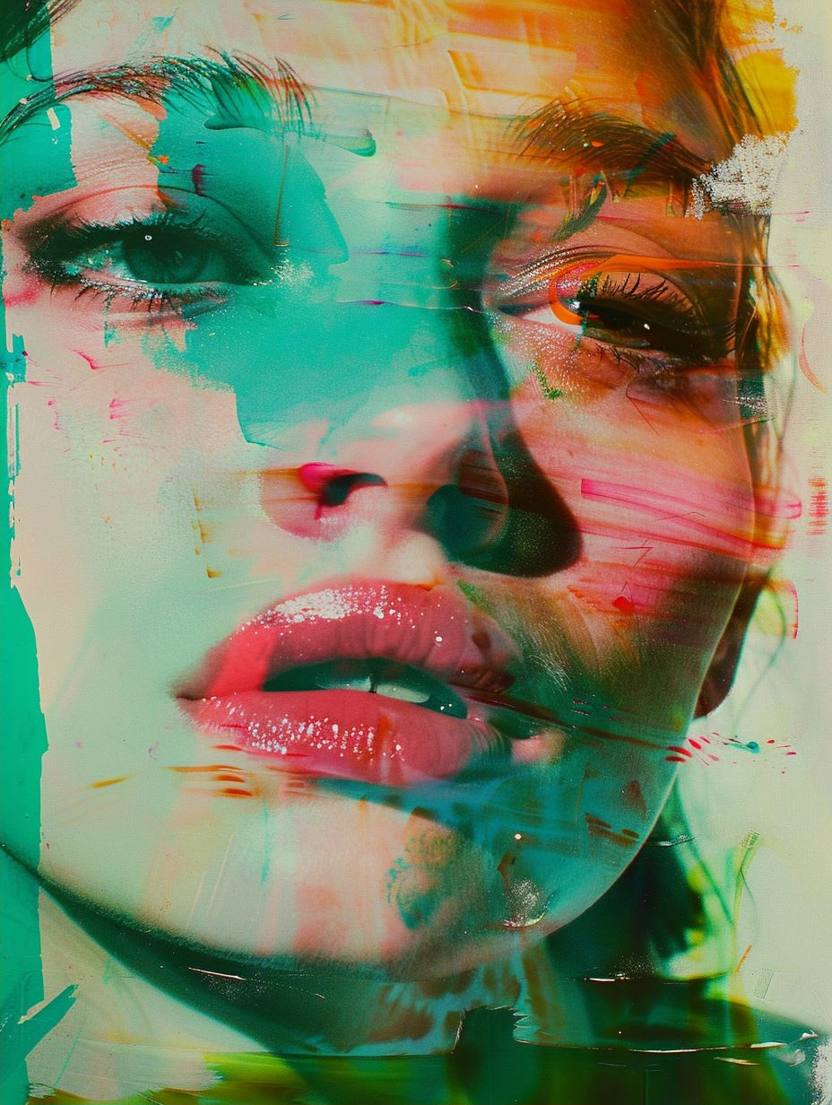 Abstract Neon Glitch Portraiture