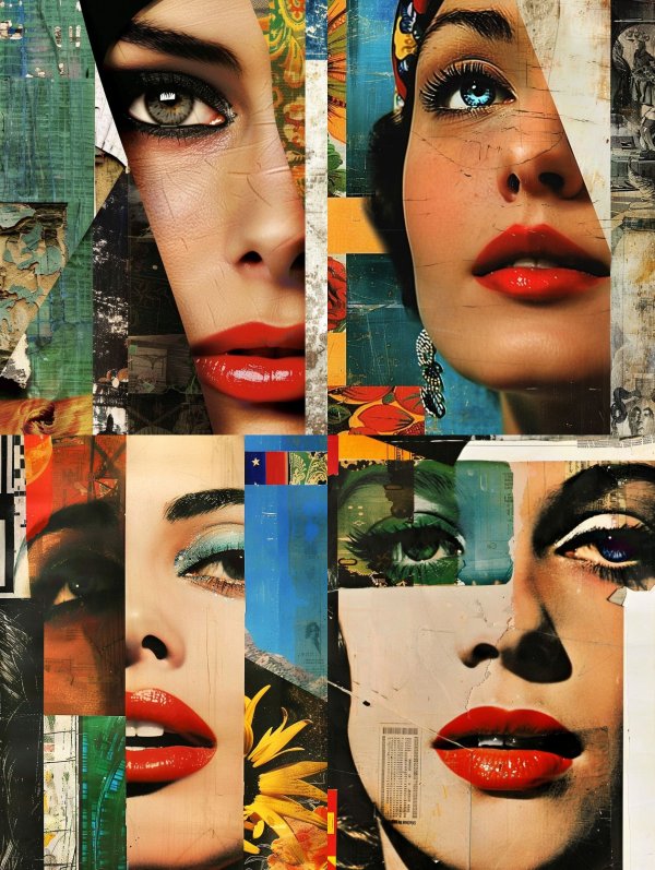 Fragmented Beauty Mixed Media Collage