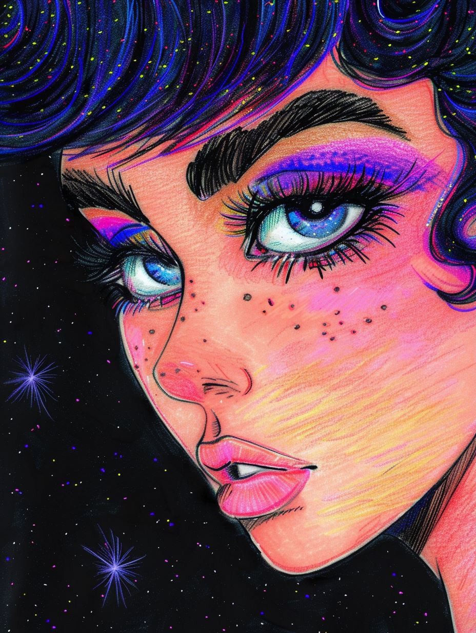 Neon Prism Portrait Sketch
