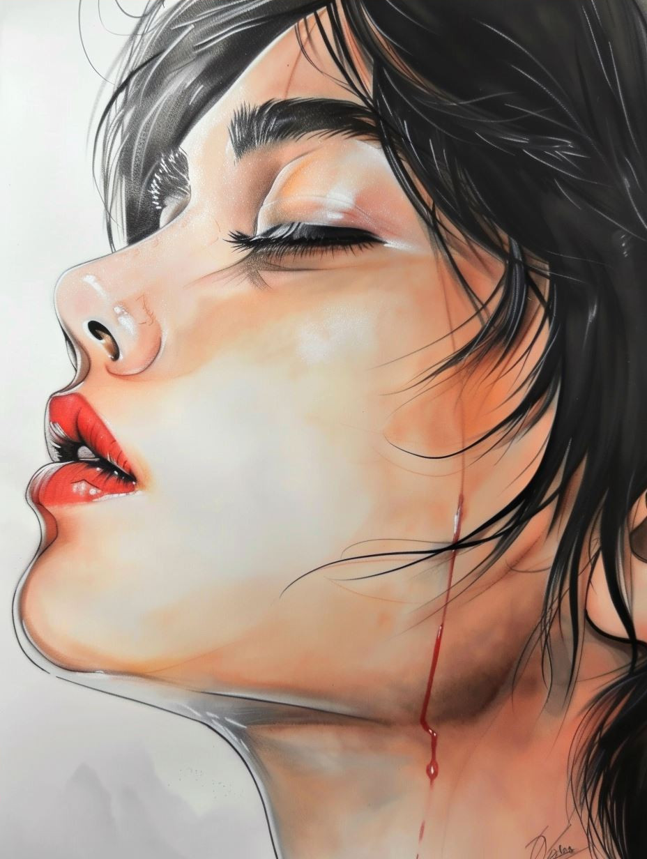 Ethereal Ink and Pastel Portrait