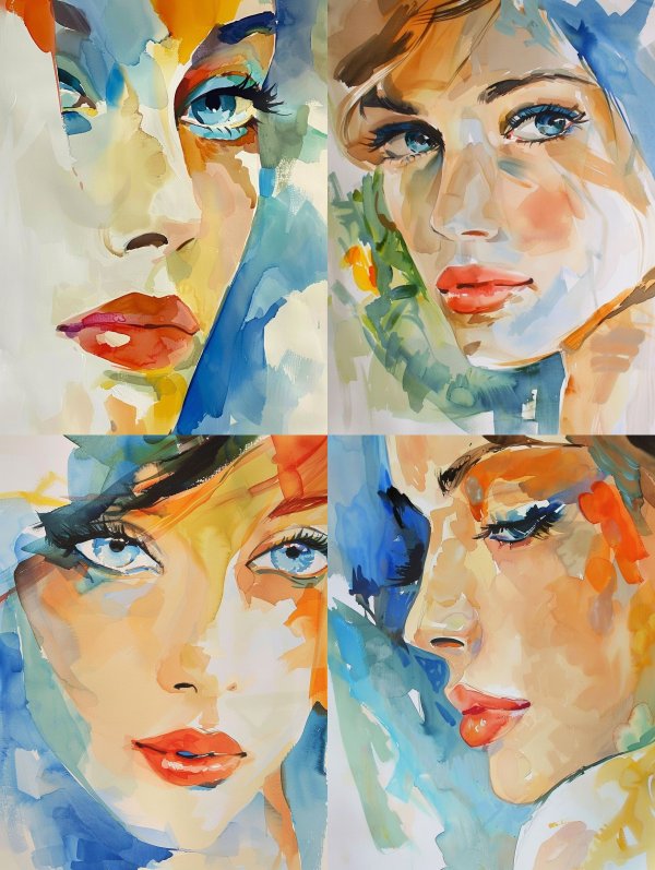 Abstract Watercolor Ethereal Portrait