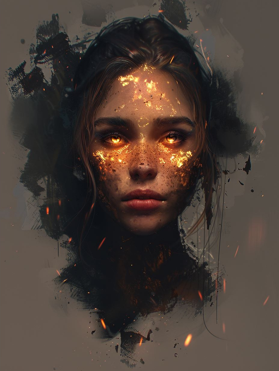 Ember Eyes Dark Fantasy Portrait