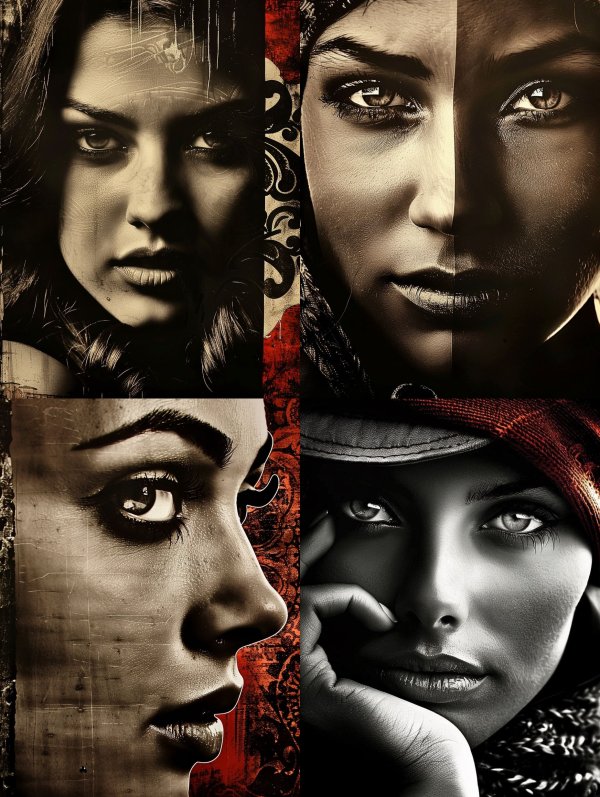 Dramatic High Contrast Portrait Grid