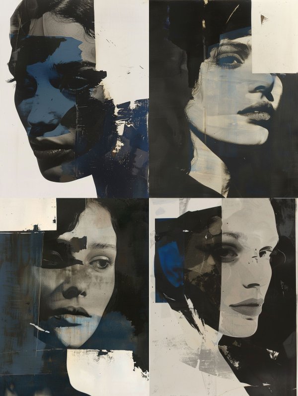 Fragmented Blue Portrait Study