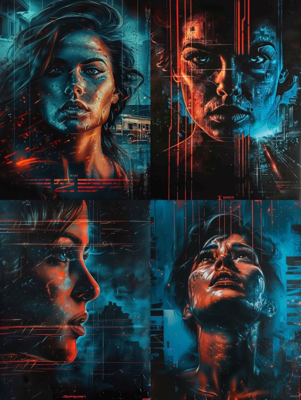 Neon Rain Cyberpunk Portrait