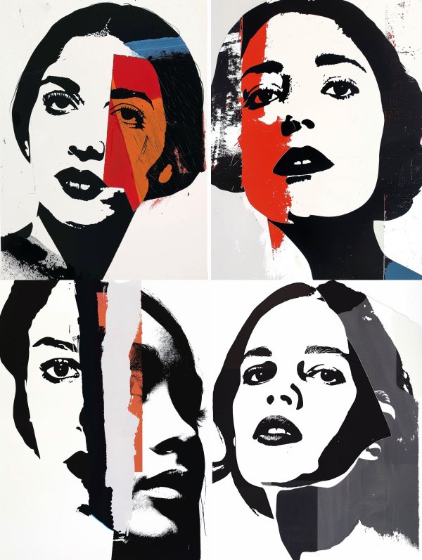 Fragmented Portraits in Bold Contrast