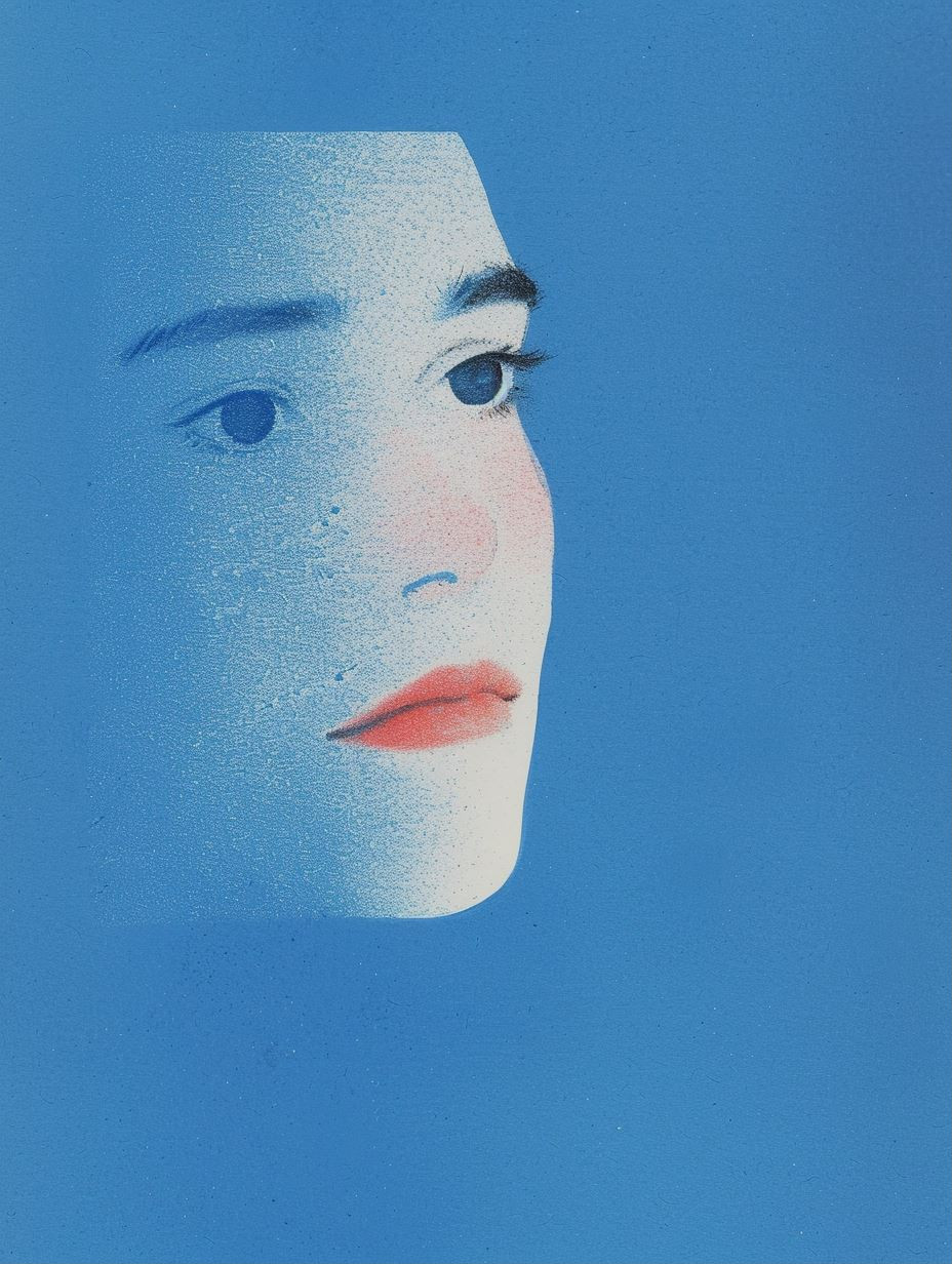 Ethereal Blue Grain Portrait