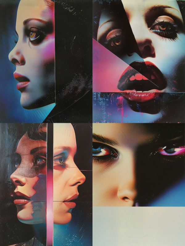 Fragmented Neon Portrait Study