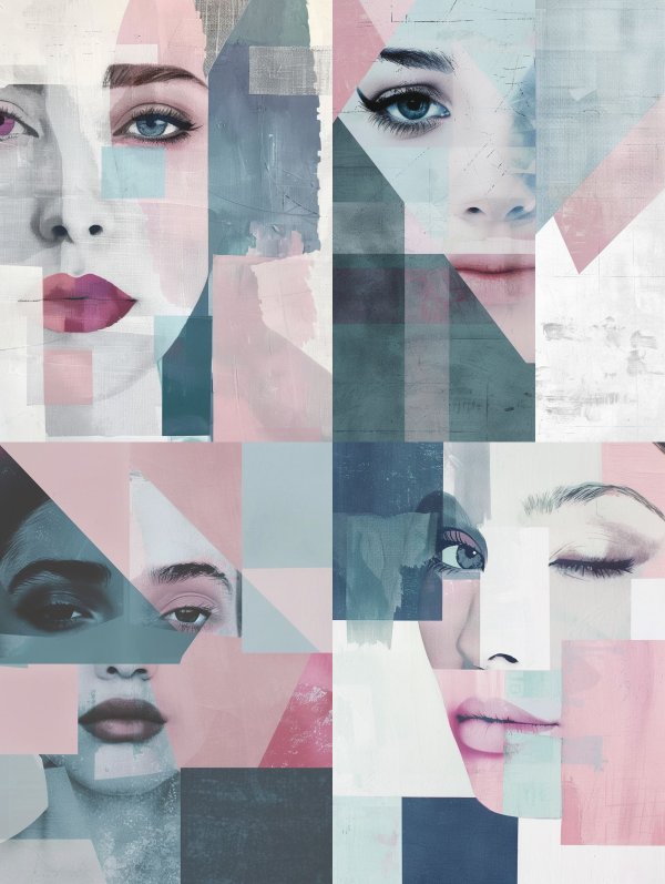 Fragmented Portraits in Pastel Hues