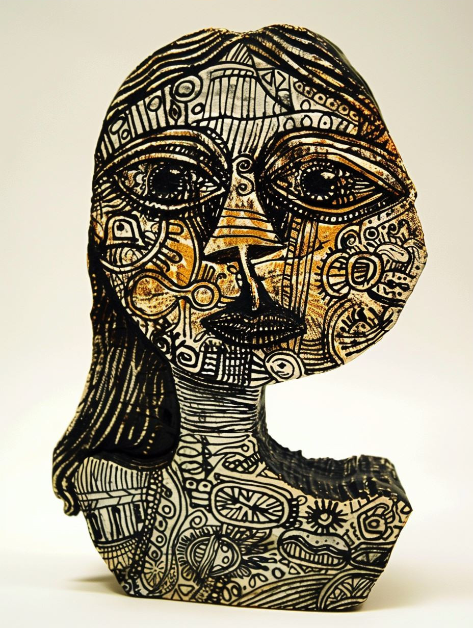 Abstract Golden Tribal Portrait