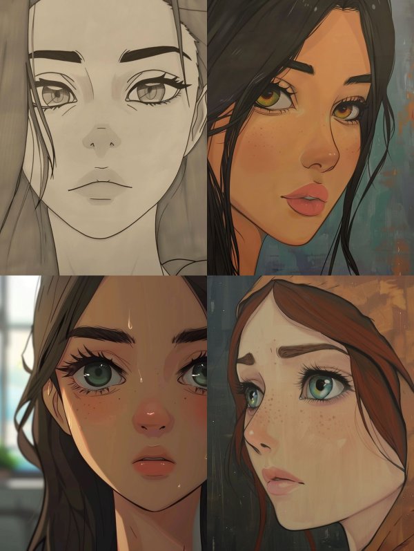 Ethereal Monochrome Anime Portrait