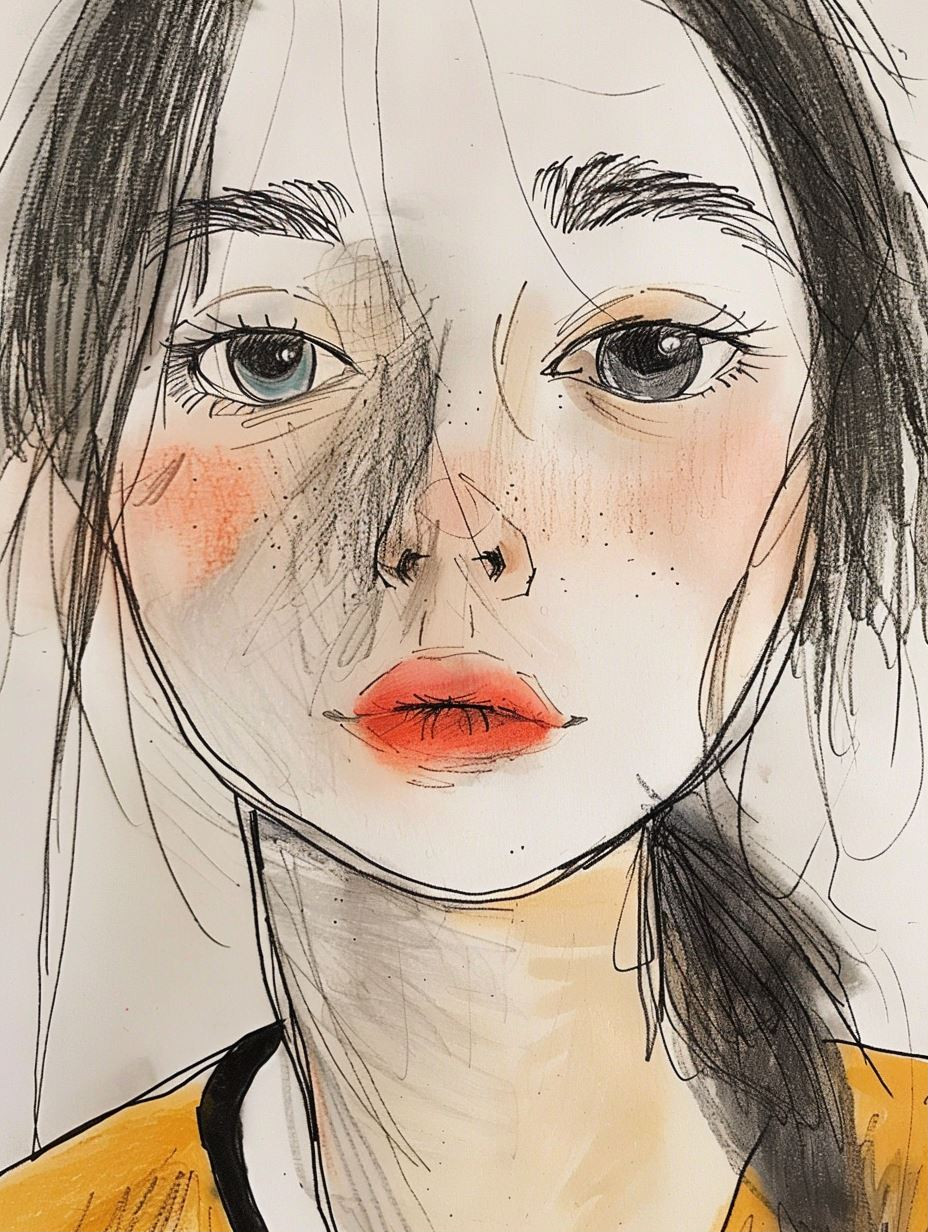 Melancholic Sketch of Ethereal Beauty