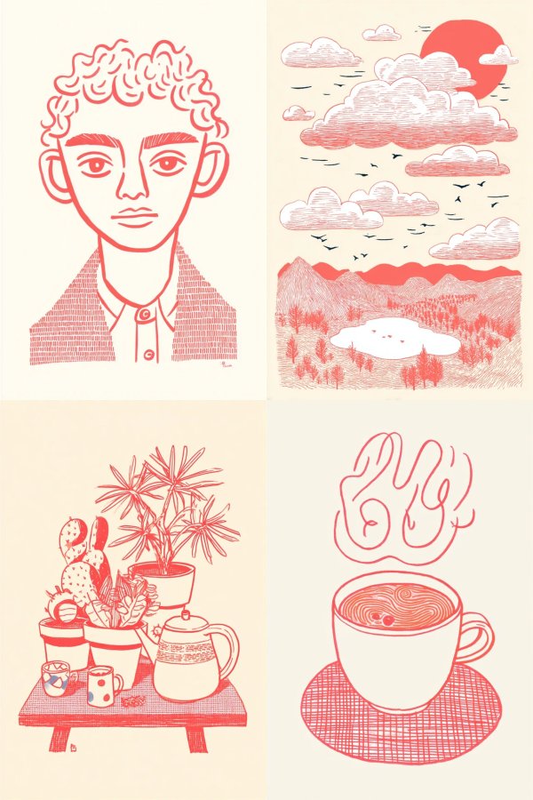Coral Line Portrait