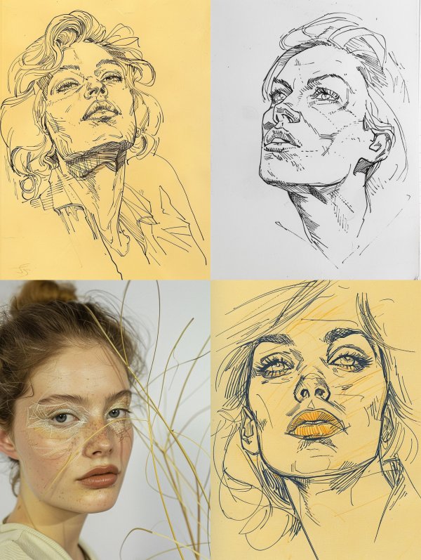 Vintage Ink Portrait Study