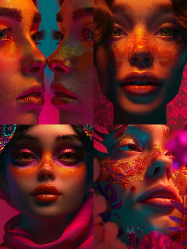 Neon Prism Facial Symmetry