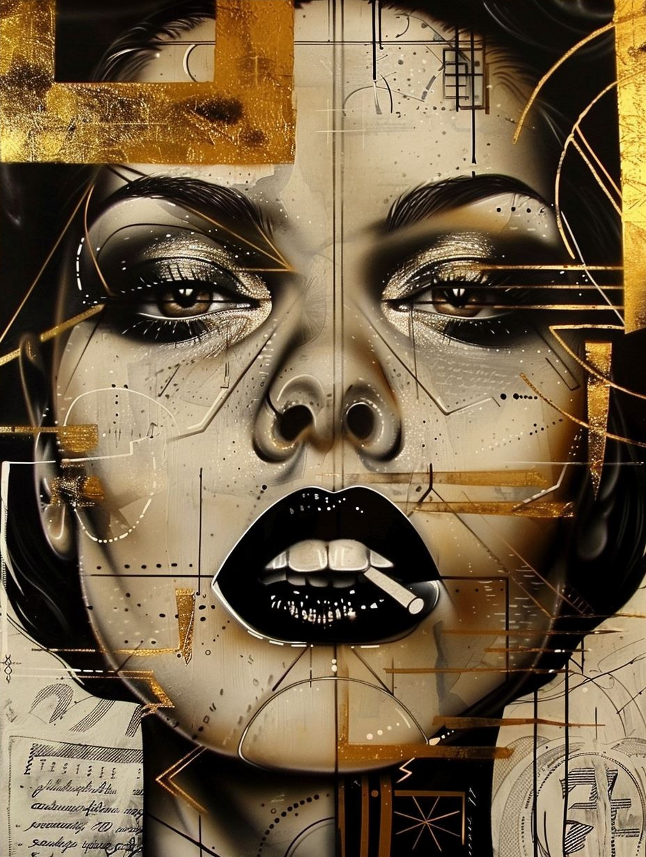 Golden Cybernetic Portrait Art