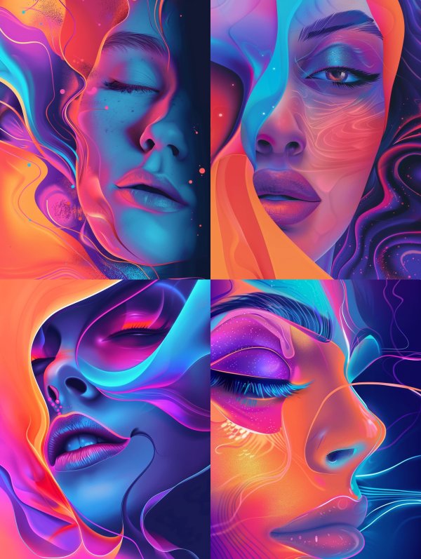 Neon Dreams of Fluid Beauty