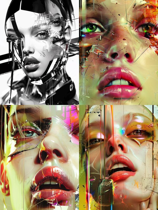 Fragmented Cybernetic Soul Portrait