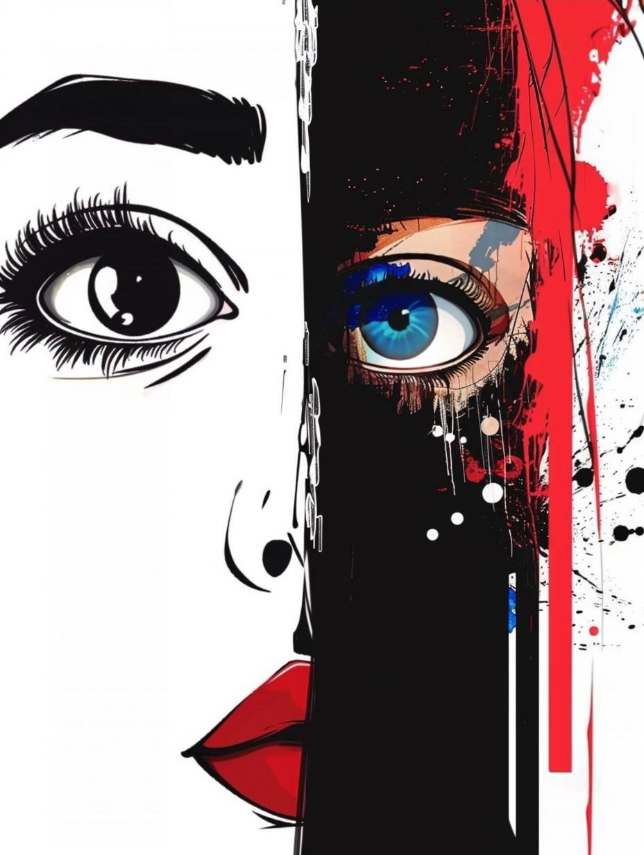 Crimson Contrast Gothic Portrait
