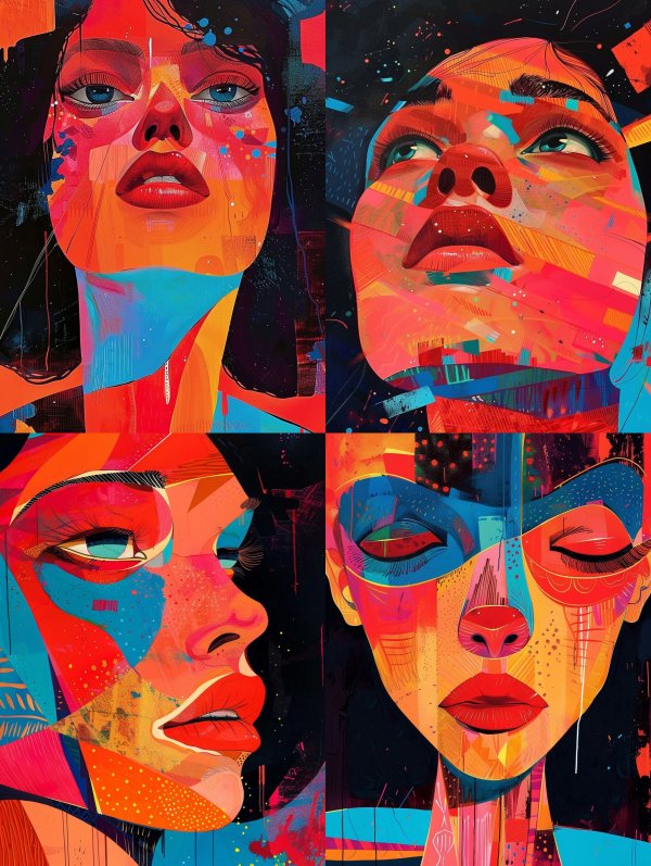Vibrant Neon Abstract Portrait
