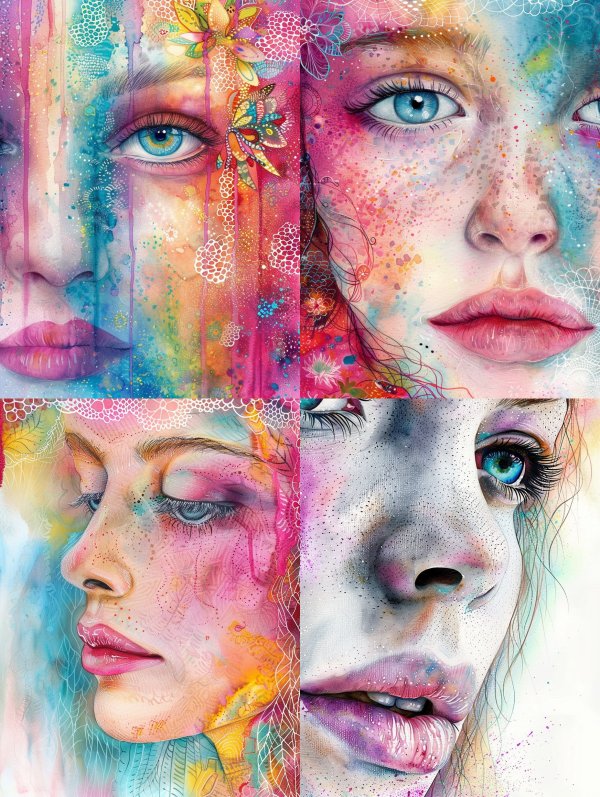 Prismatic Watercolor Dream Portrait