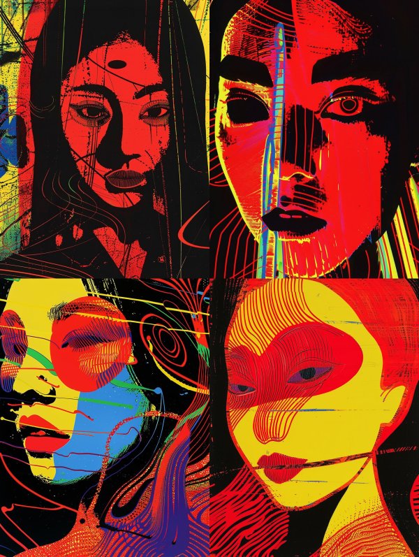 Neon Noir Psychedelic Portrait