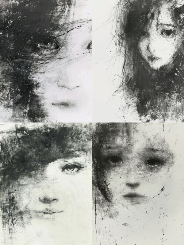 Melancholy Ink Portrait Studies