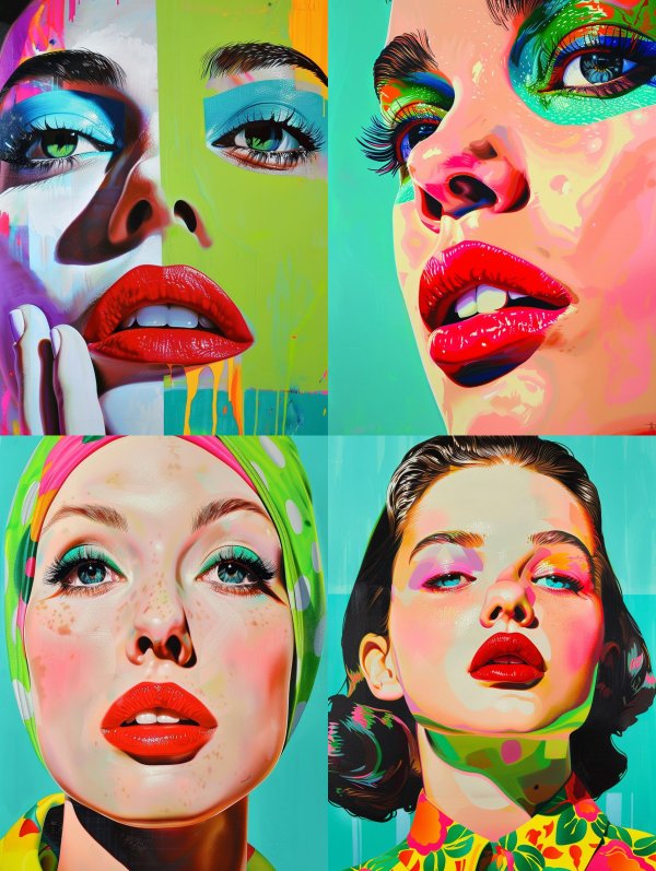 Neon Fragmented Portrait Art
