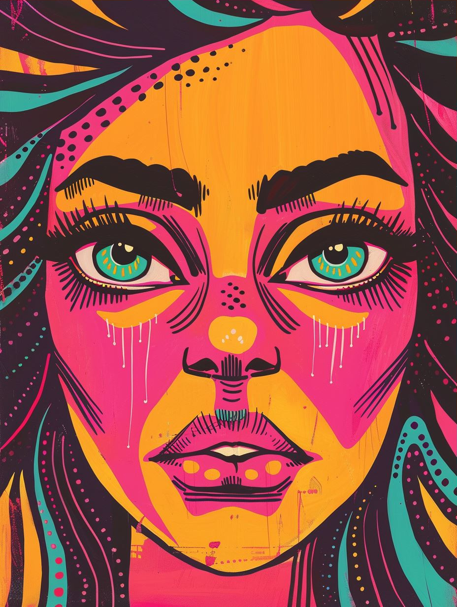 Neon Psychedelic Pop Art Portrait
