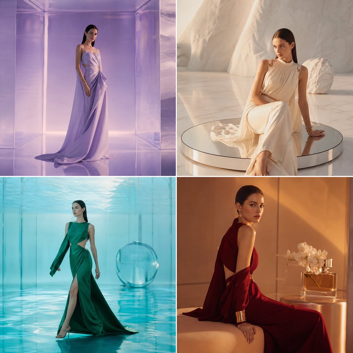 Surreal Minimalist Luxury Couture Quad-Collage