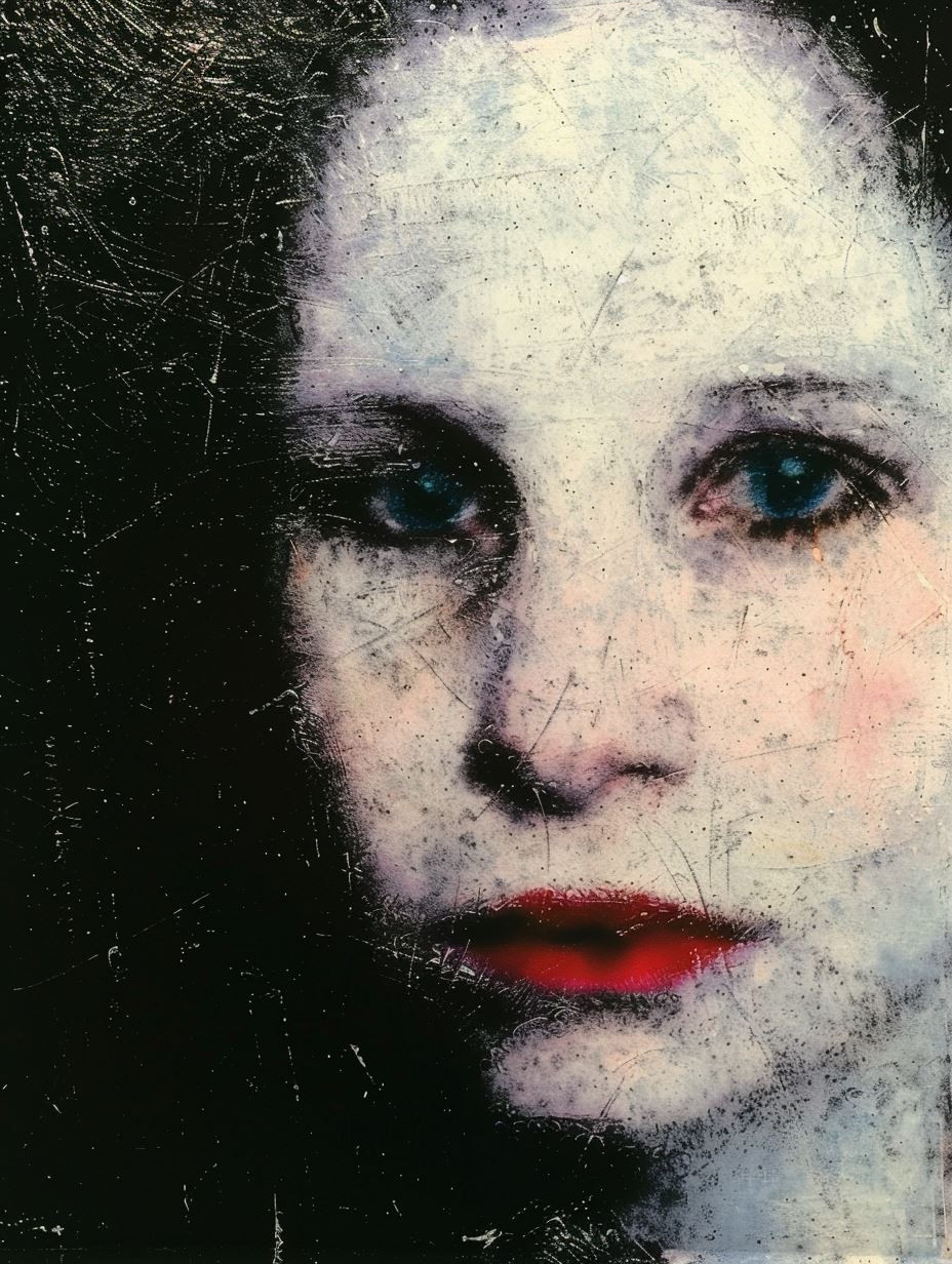 Haunting Gaze in Distressed Oil