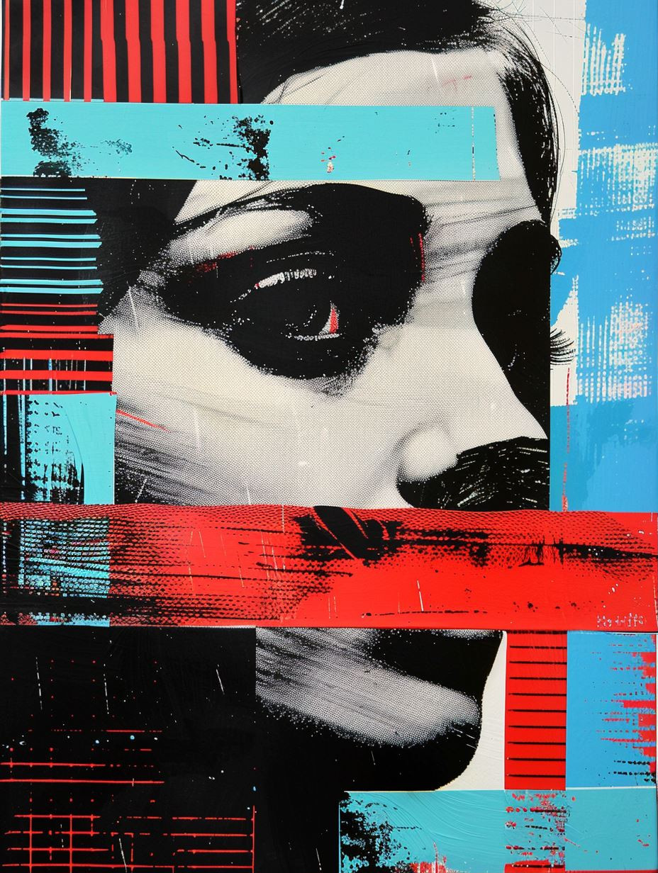 Fragmented Gaze in Neon Contrast