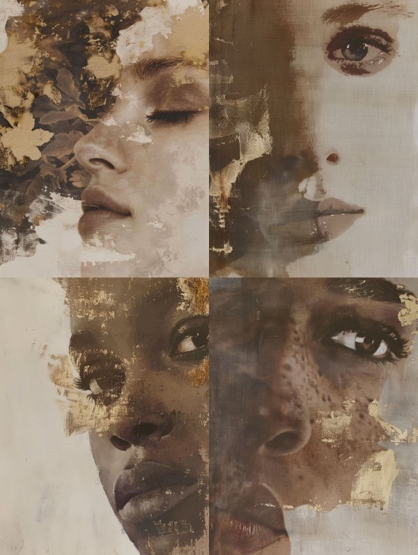Ethereal Gilded Fragmented Portrait