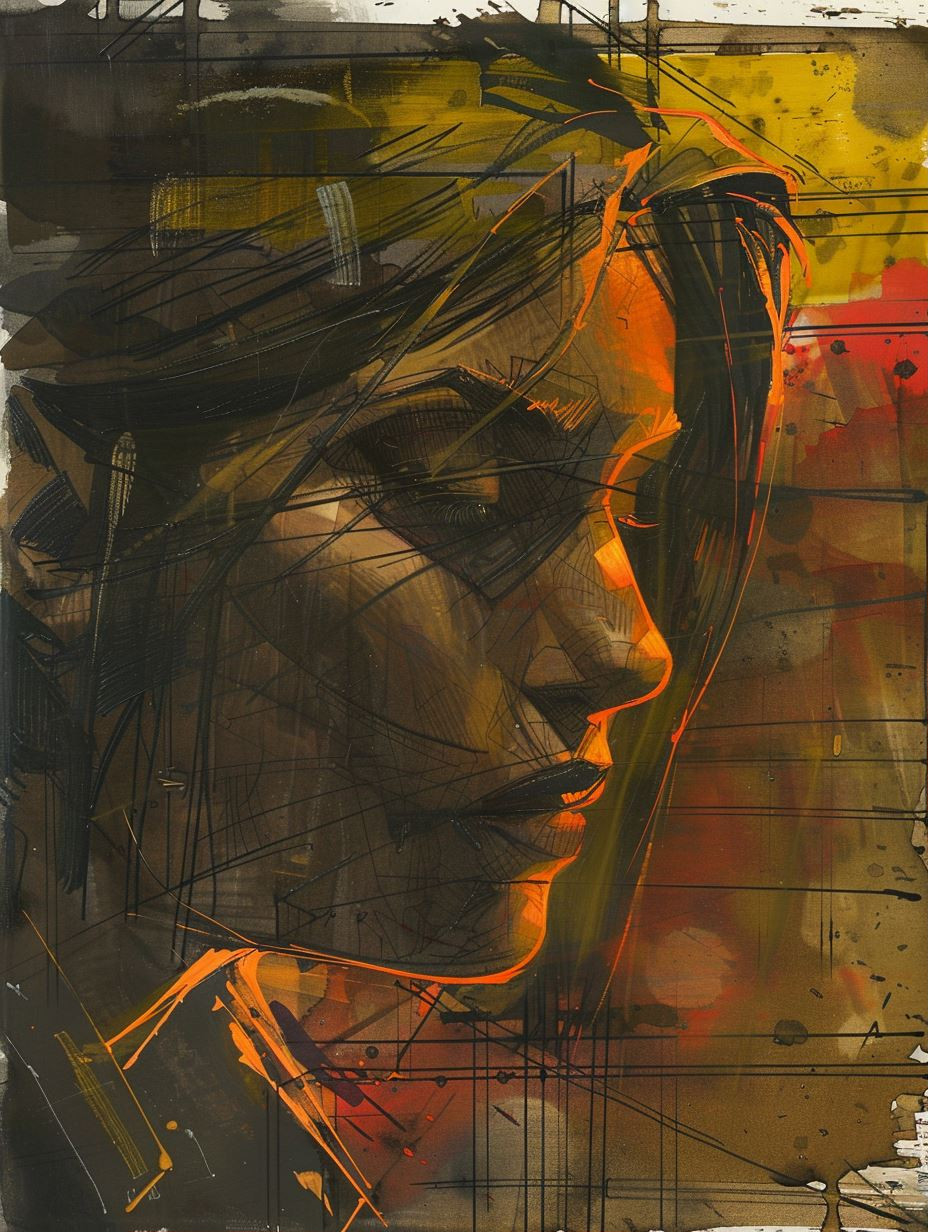 Fragmented Soul in Amber Glow