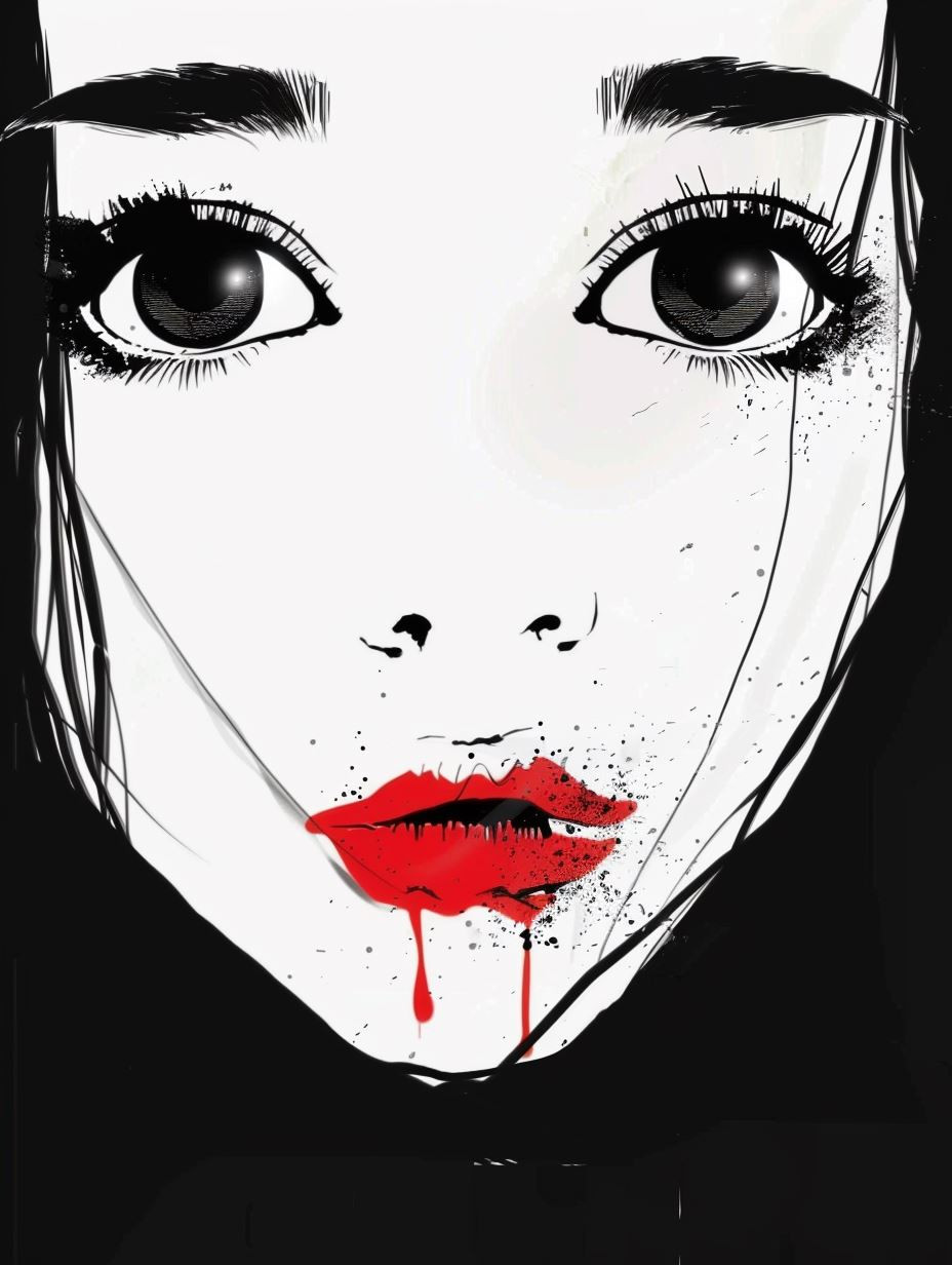 Crimson Contrast Gothic Portrait